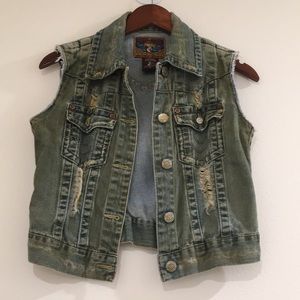 True Religion Rusty Vintage Style Jeans Vest